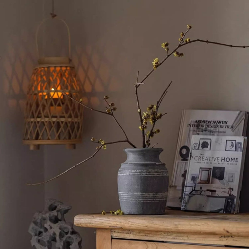 Handmade Gray Clay Pottery Vase - RusticReach
