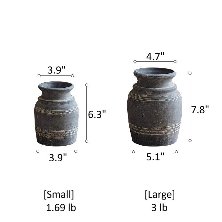 Handmade Gray Clay Pottery Vase - RusticReach