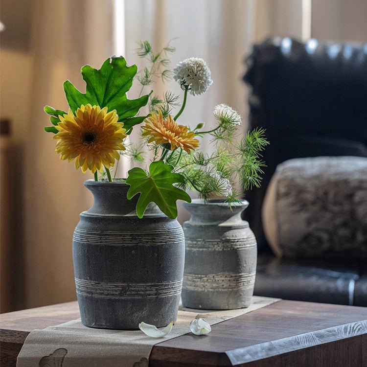 Handmade Gray Clay Pottery Vase - RusticReach