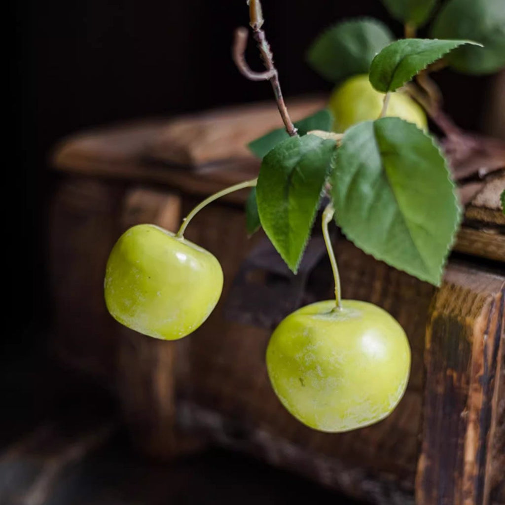 Artificial Green Apple Branch with Leaves - RusticReach