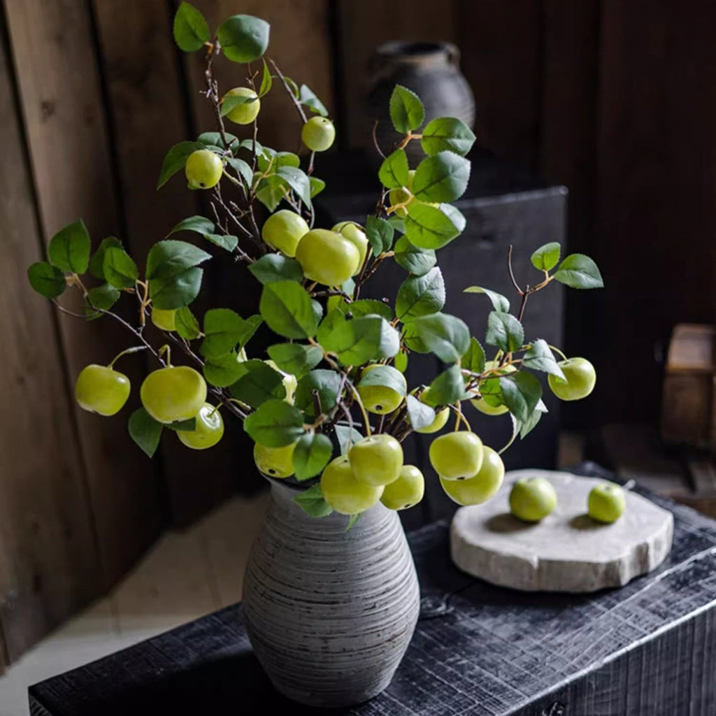 Artificial Green Apple Branch with Leaves - RusticReach