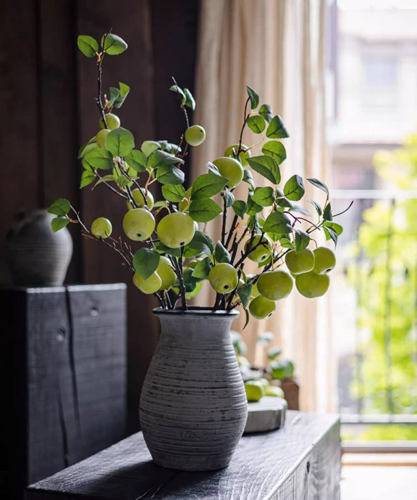 Artificial Green Apple Branch with Leaves - RusticReach