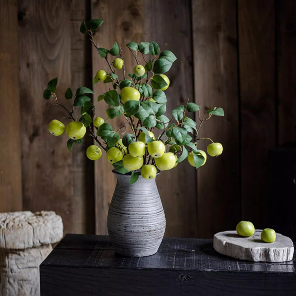 Artificial Green Apple Branch with Leaves - RusticReach