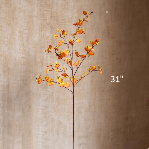 Impressionist Oncidium Orchid Stem in Orange 31" Tall - RusticReach