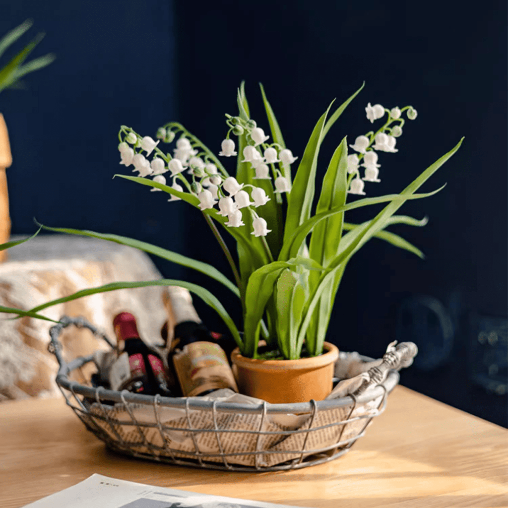 Faux Lily of the Valley in Brown Pot – RusticReach