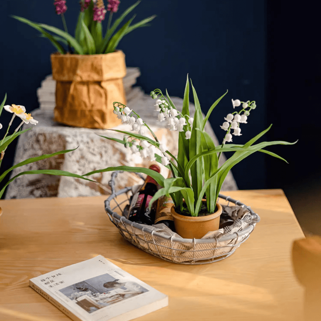 Faux Lily of the Valley in Brown Pot - RusticReach