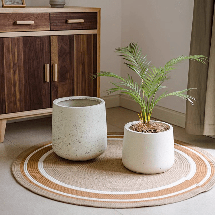 Modern White Planter Round - RusticReach