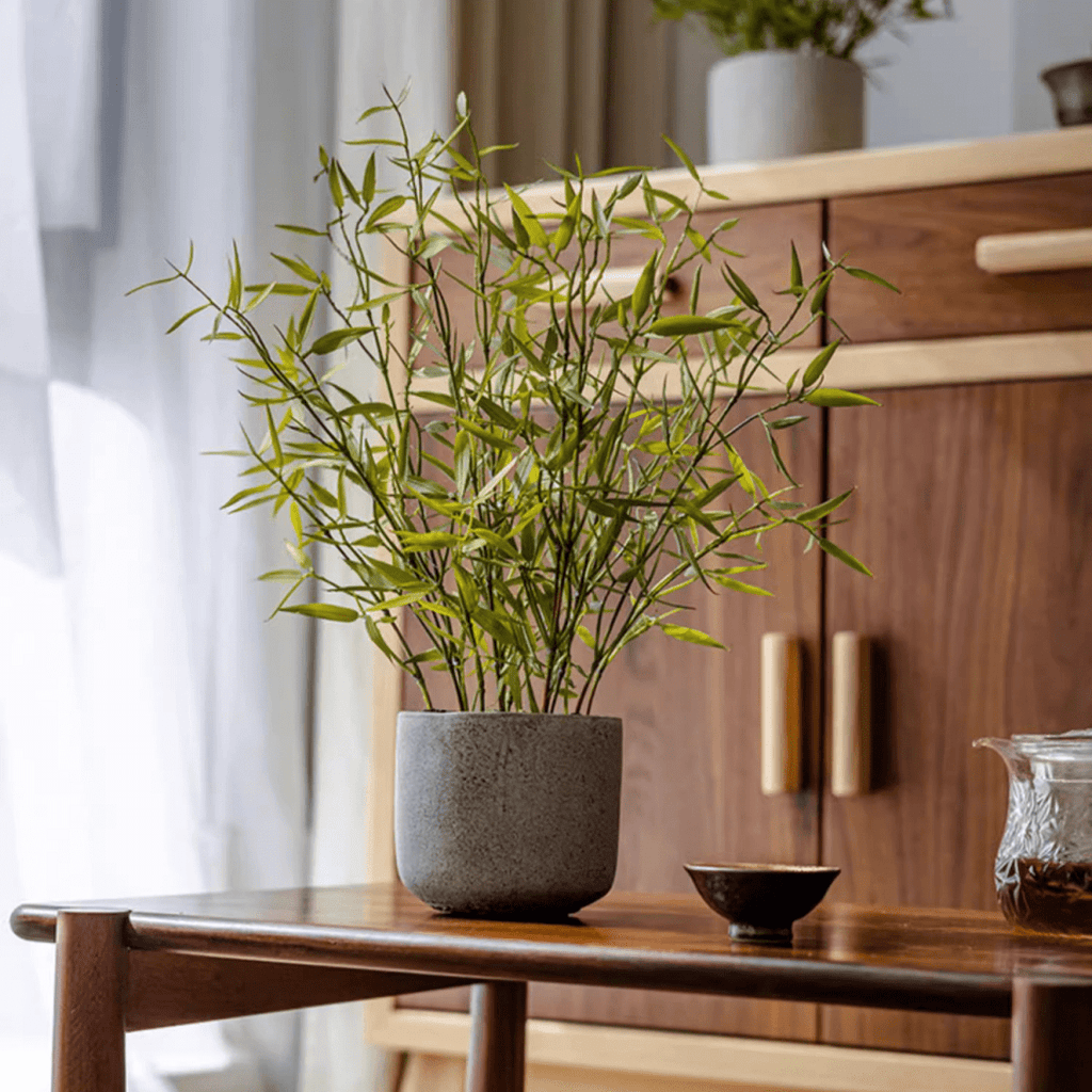 small bamboo plants for indoors Realistic Mini Bamboo Leaf Potted Plant