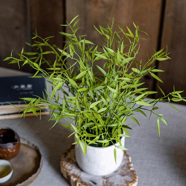 Realistic Mini Bamboo Leaf Potted Plant