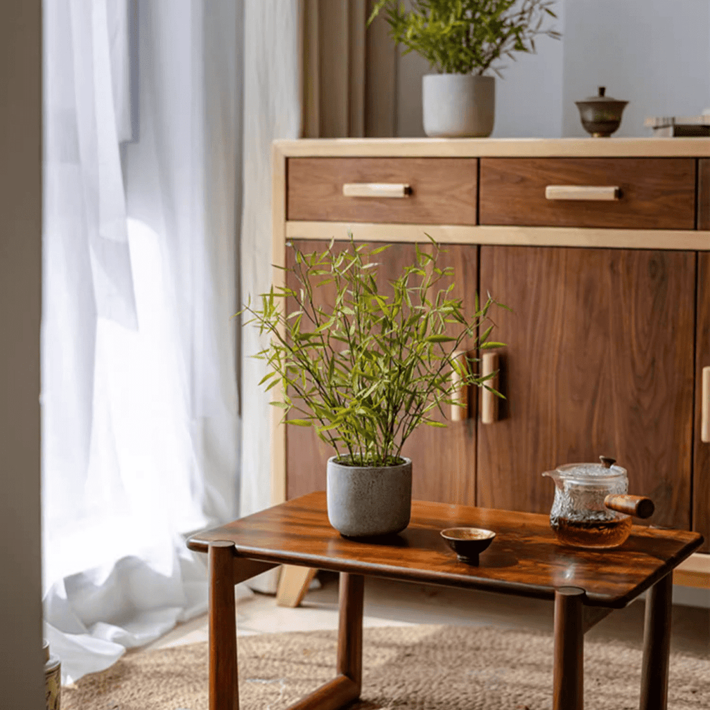 Realistic Mini Bamboo Leaf Potted Plant - RusticReach