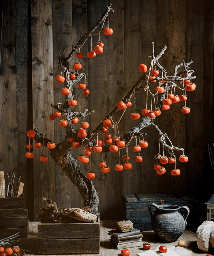 Artificial Persimmon Fruit String Decor 33.8" Long - RusticReach