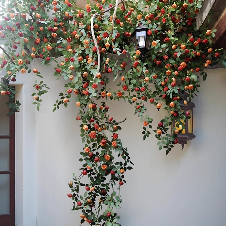 Orange Rose Vine Wall Décor Roses for Trellis and Backdrop - RusticReach
