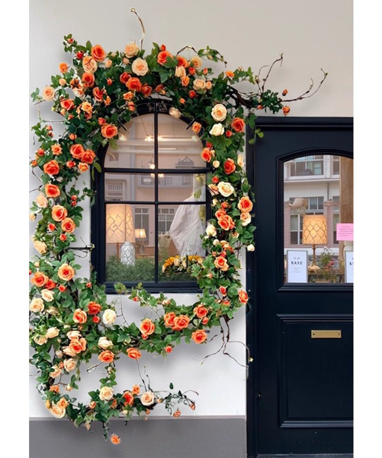 Orange Rose Vine Wall Décor Roses for Trellis and Backdrop - RusticReach