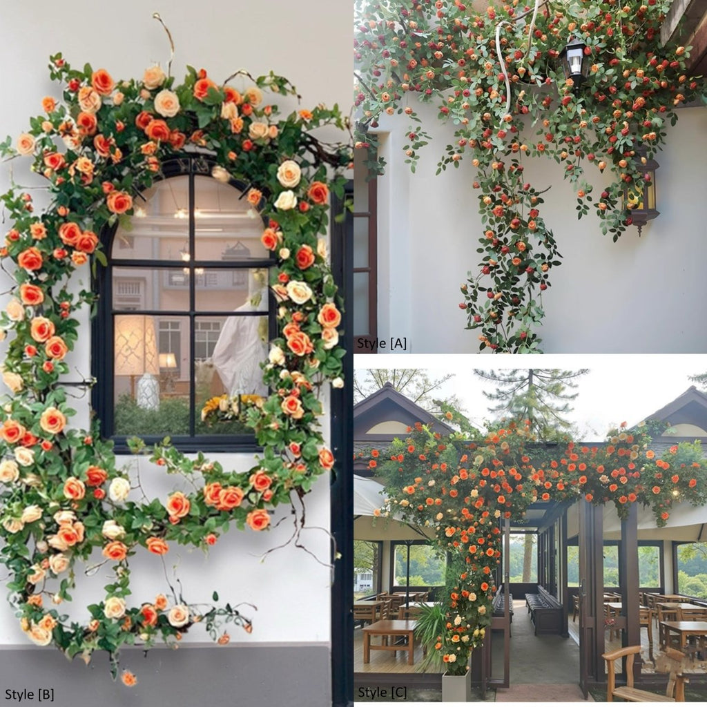 Orange Rose Vine Wall Décor Roses for Trellis and Backdrop - RusticReach