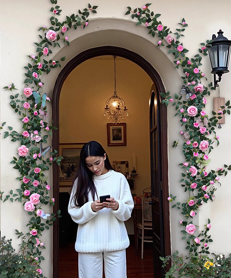 Pink Rose Flower Wall Climbing Flower Vines for Outdoor and Events - RusticReach