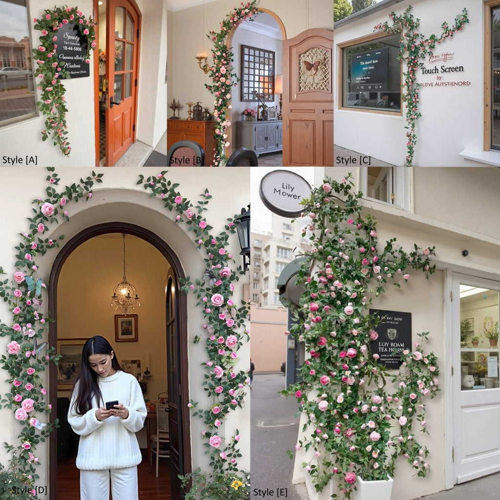 Pink Rose Flower Wall Climbing Flower Vines for Outdoor and Events - RusticReach