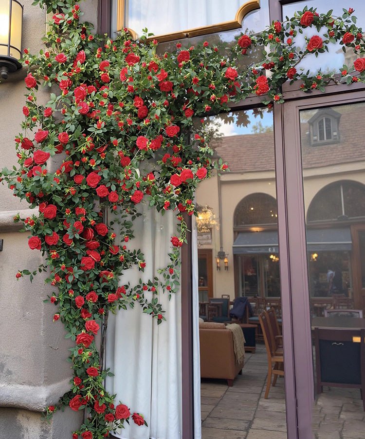 Artificial Red Rose Climbing Garland for Walls - RusticReach