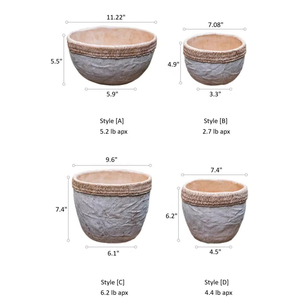 Rattan Pattern Edge Cement Planter - RusticReach