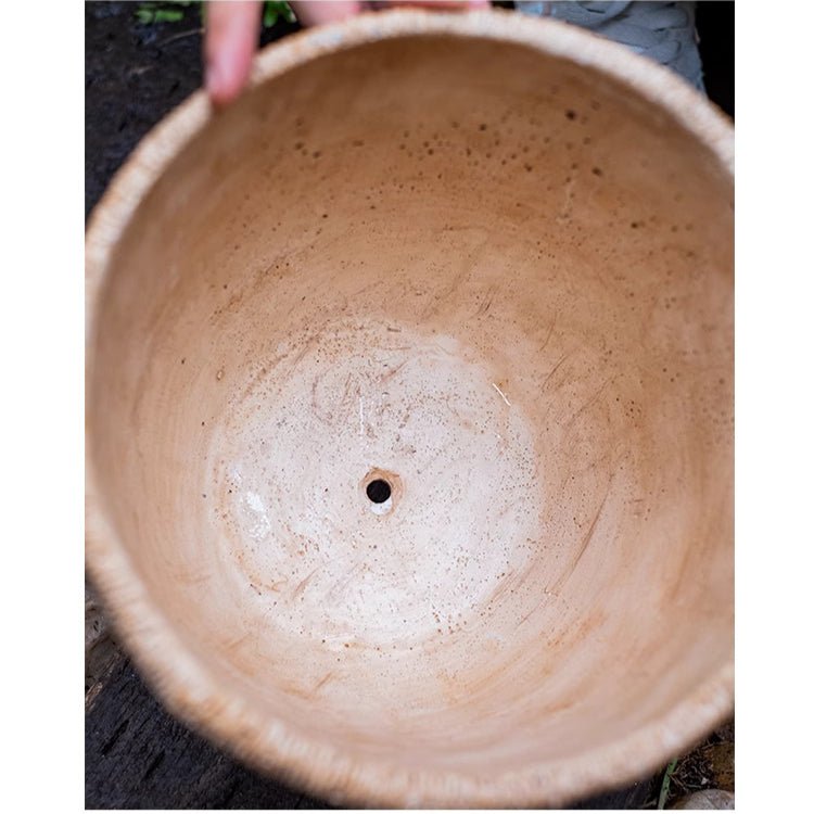 Rattan Pattern Edge Cement Planter - RusticReach