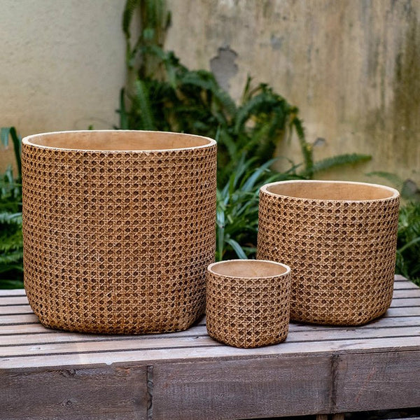 Rattan Texture Cement Planter - RusticReach