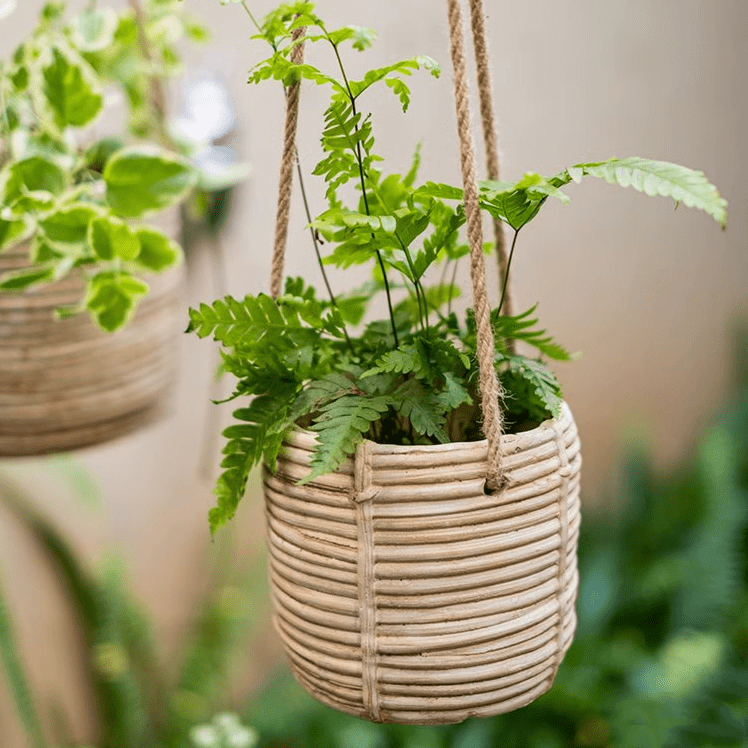 Faux Rattan Cement Hanging Planter - RusticReach