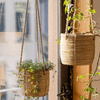 Faux Rattan Cement Hanging Planter - RusticReach