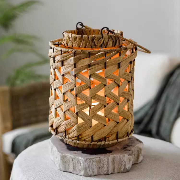 Rustic Seagrass Handwoven Candle Lantern