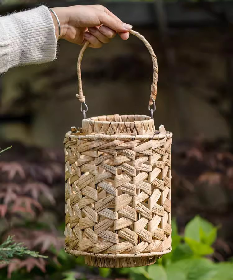 Rustic Seagrass Handwoven Candle Lantern