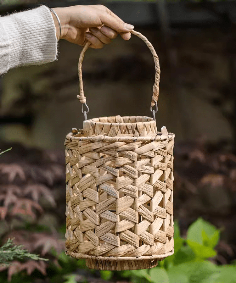Rustic Seagrass Handwoven Candle Lantern - RusticReach