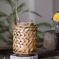 Rustic Seagrass Handwoven Candle Lantern