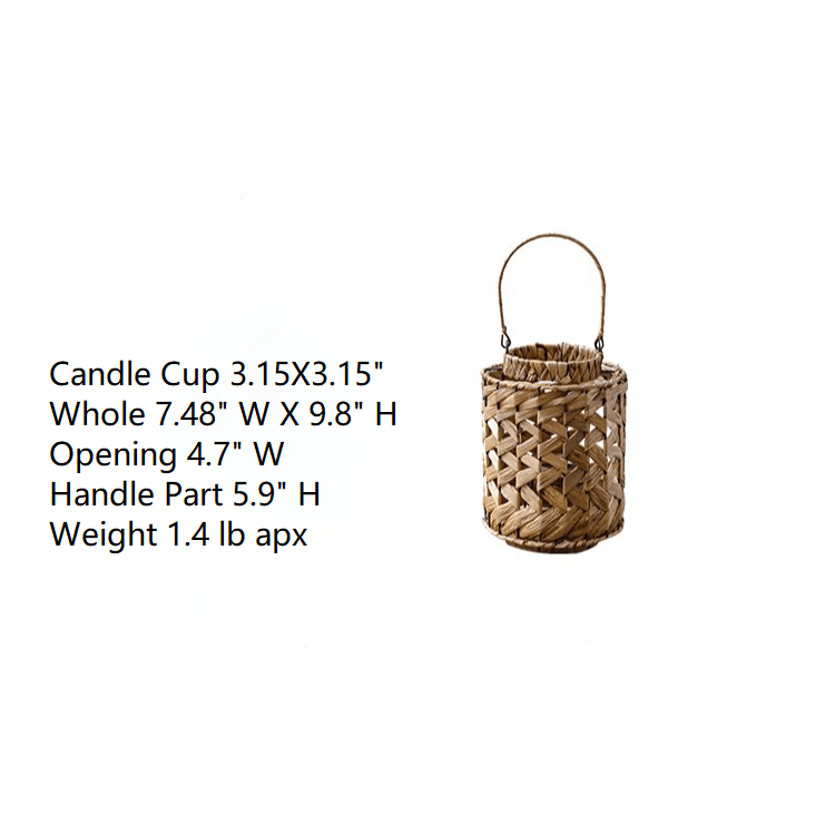 Rustic Seagrass Handwoven Candle Lantern - RusticReach