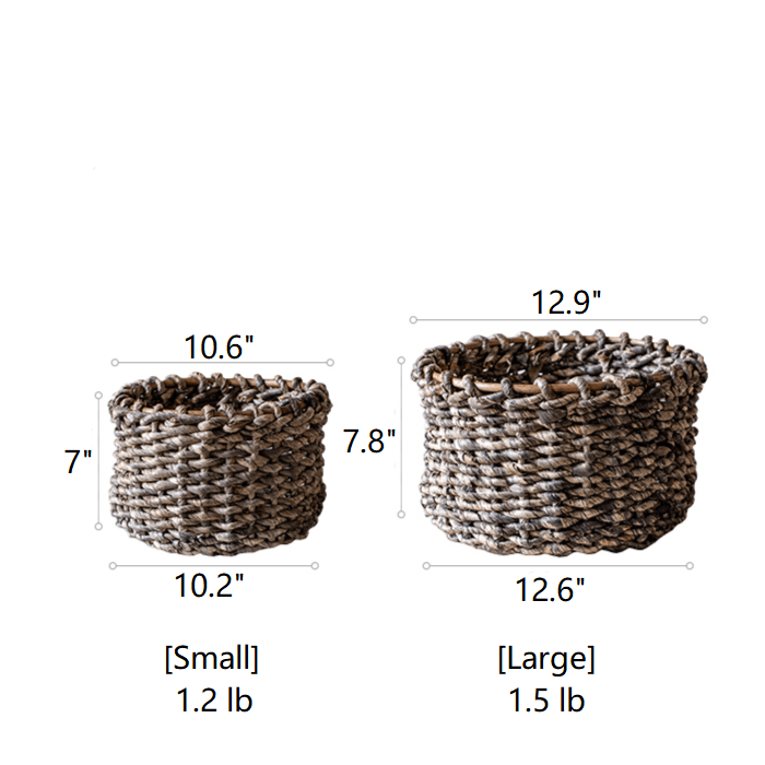 Natural Brown Straw Round Basket - RusticReach