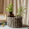Natural Brown Straw Round Basket - RusticReach