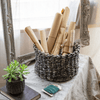 Natural Brown Straw Round Basket - RusticReach
