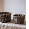 Natural Brown Straw Round Basket - RusticReach