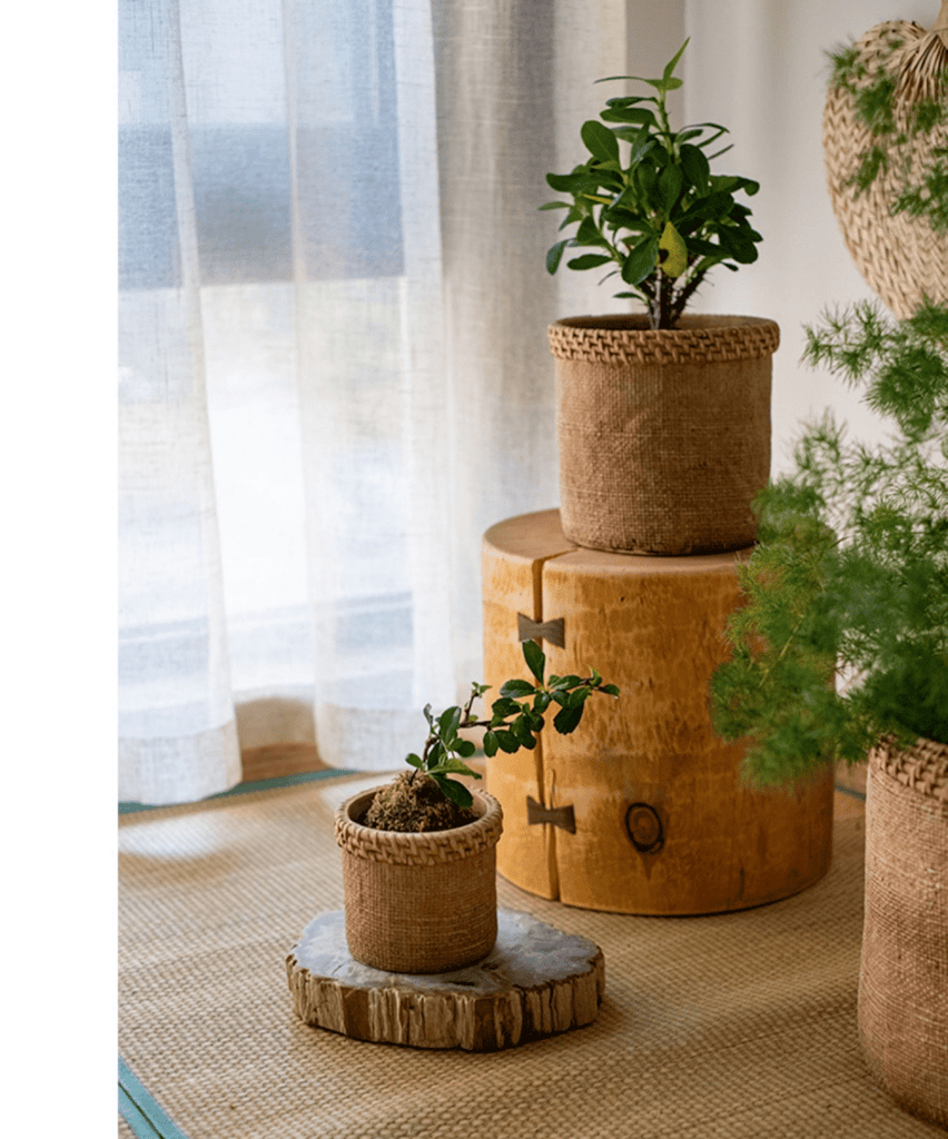 Straw Looking Concrete Planter - RusticReach