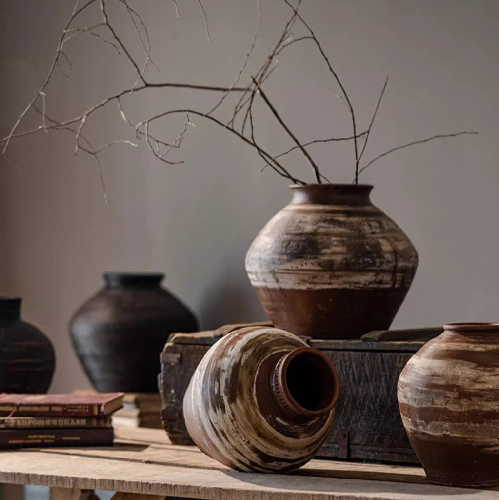 Vintage Wabi - Sabi Style Ceramic Jar - RusticReach