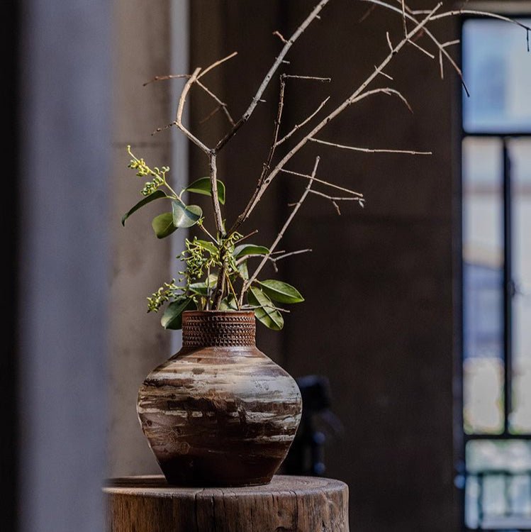 Vintage Wabi - Sabi Style Ceramic Jar - RusticReach