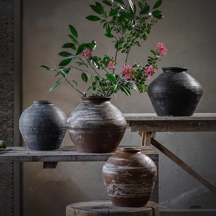 Vintage Wabi - Sabi Style Ceramic Jar - RusticReach