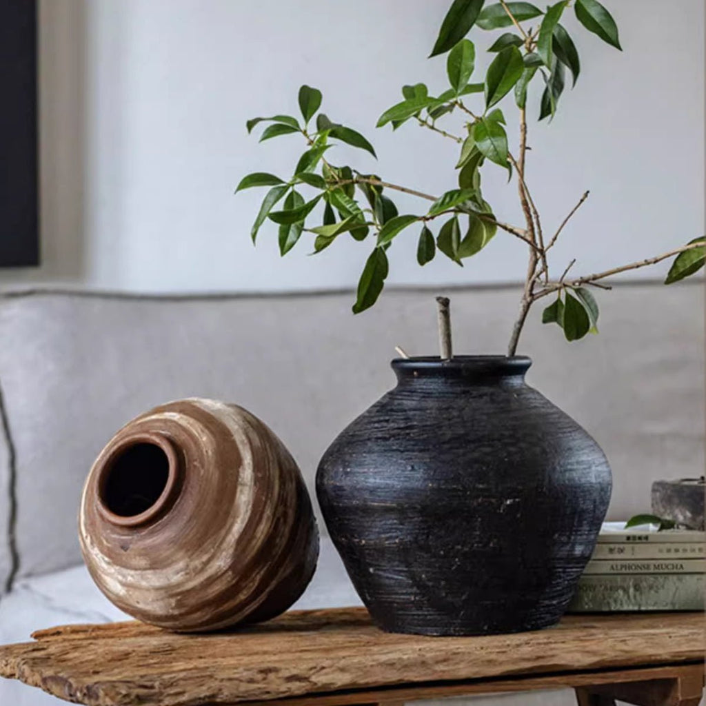 Vintage Wabi - Sabi Style Ceramic Jar - RusticReach