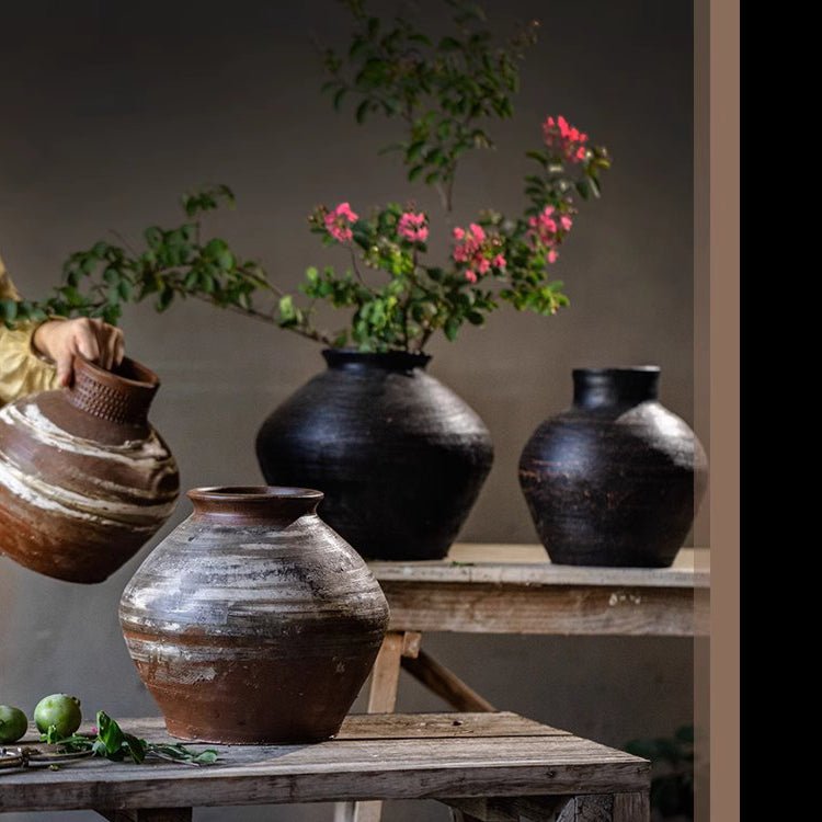 Vintage Wabi - Sabi Style Ceramic Jar - RusticReach