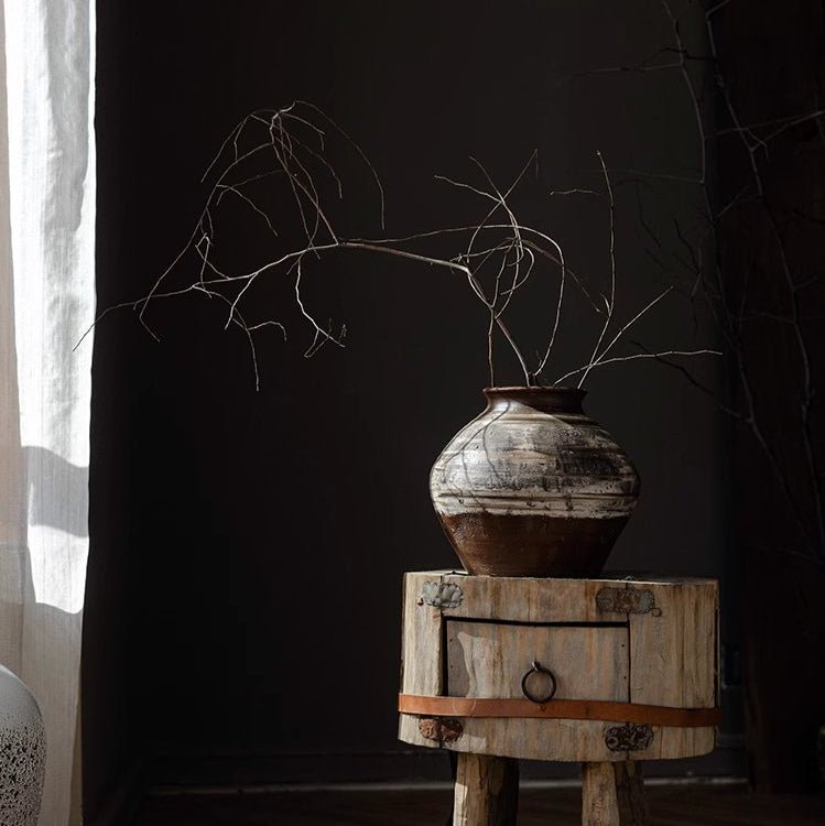 Vintage Wabi - Sabi Style Ceramic Jar - RusticReach