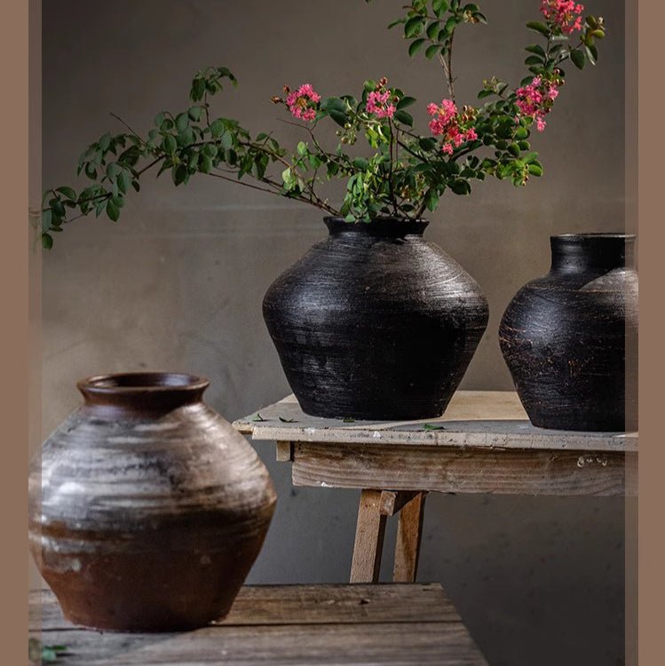 Vintage Wabi - Sabi Style Ceramic Jar - RusticReach
