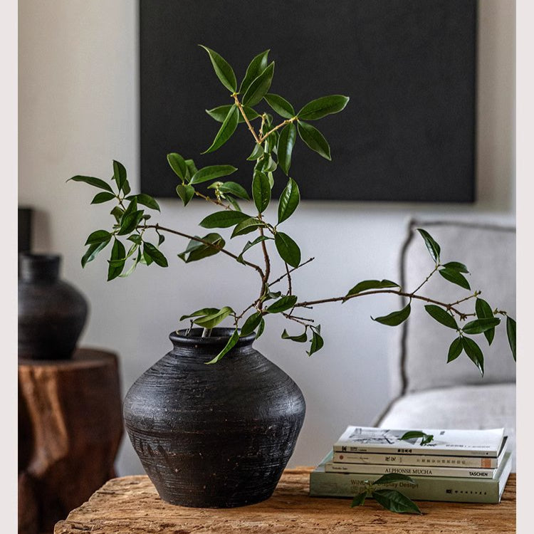 Vintage Wabi-Sabi Style Ceramic Jar