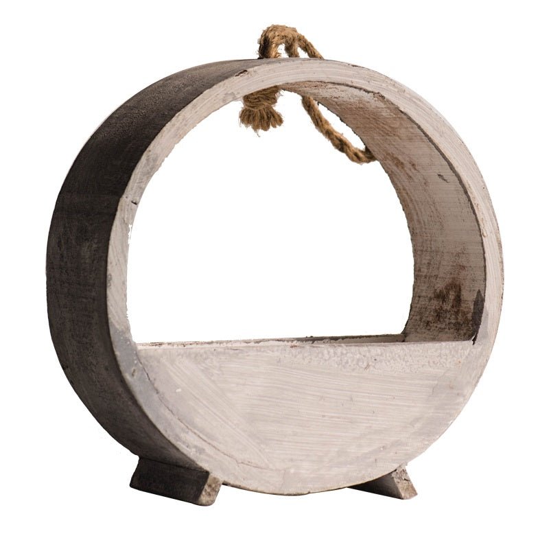 Solid Wood Hanging Planter Round Shape Planter - RusticReach