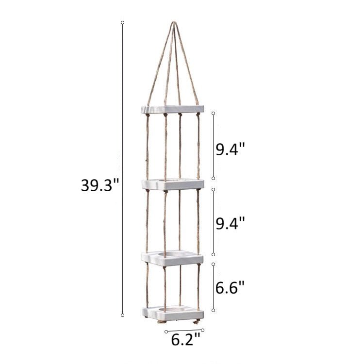 Wooden Rope Hanging Plant Shelf - RusticReach