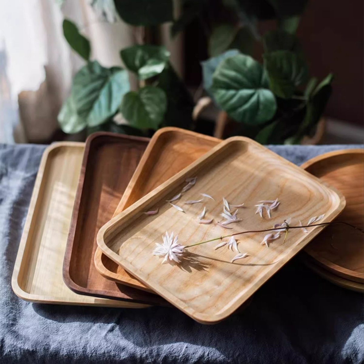 Natural Wood Plate Serving Tray - RusticReach
