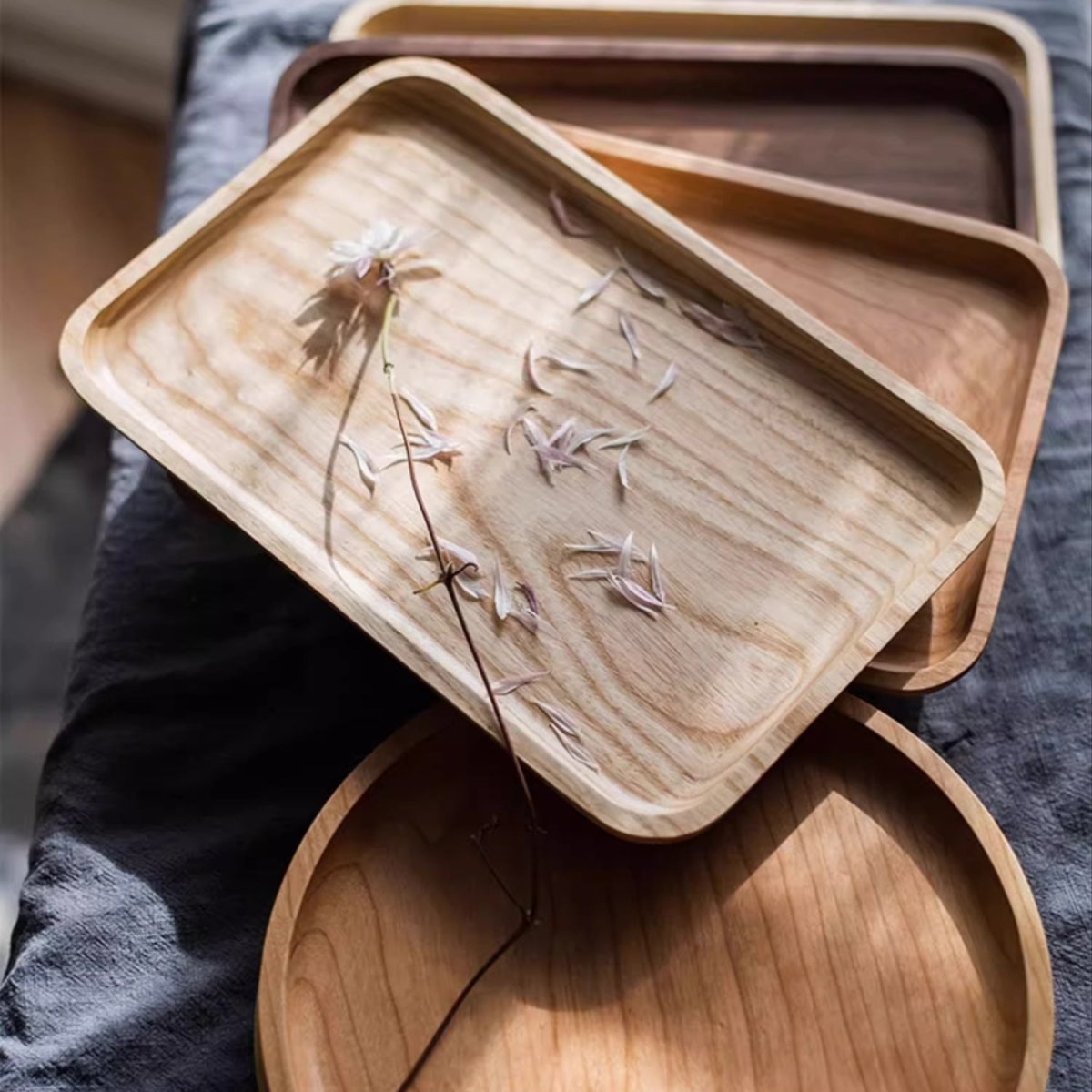 Natural Wood Plate Serving Tray - RusticReach