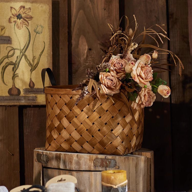 Rustic Handwoven Woodchip Basket - RusticReach