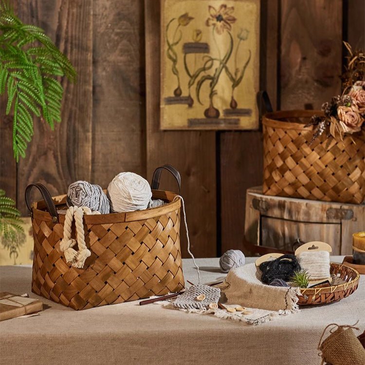 Rustic Handwoven Woodchip Basket - RusticReach